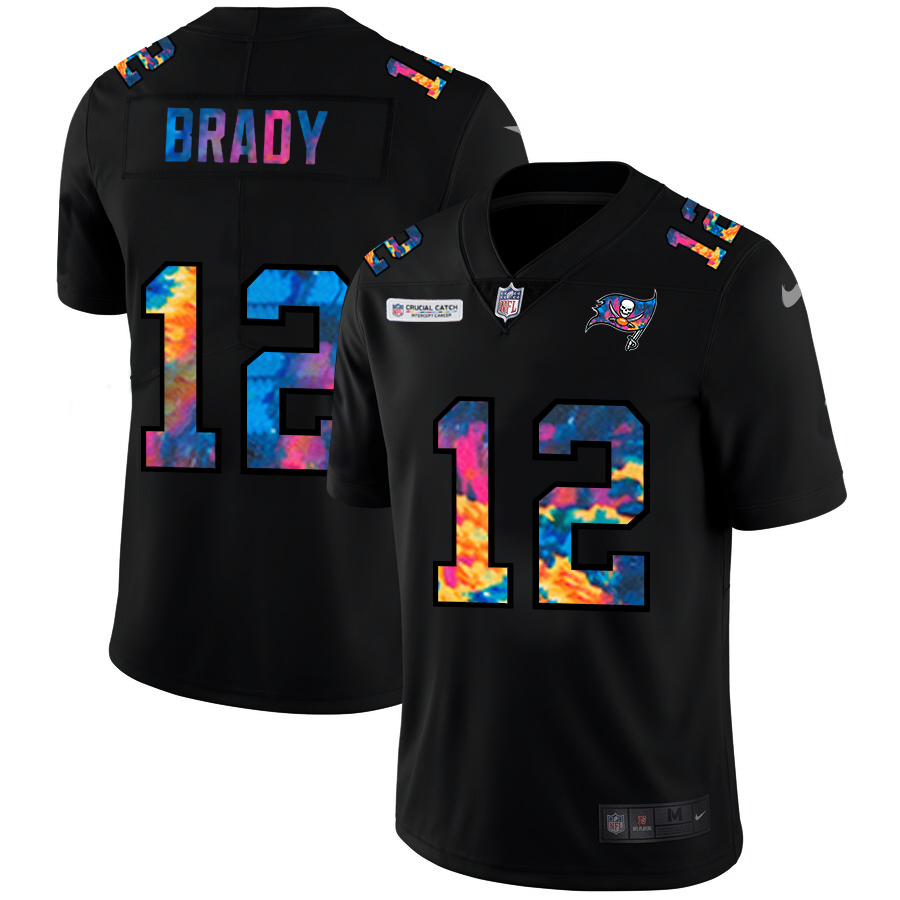 NFL Tampa Bay Buccaneers #12 Tom Brady Men Nike MultiColor Black 2020 Crucial Catch Vapor Untouchable Limited Jersey